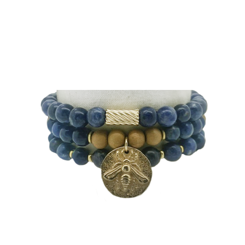 Bee Calm Sodalite and Sandalwood Stack