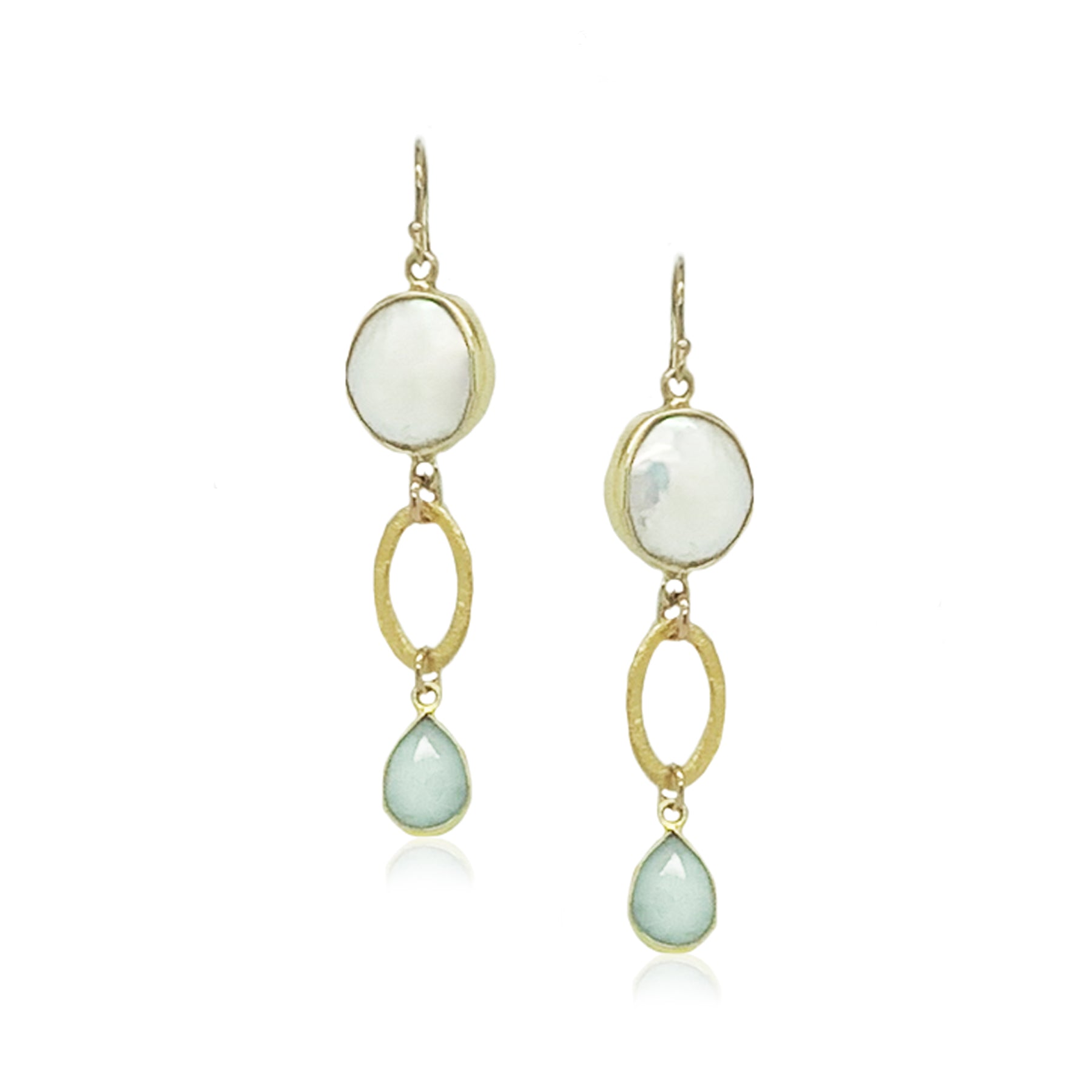 Costal Goddess Earrings- Pearl and Aquamarine