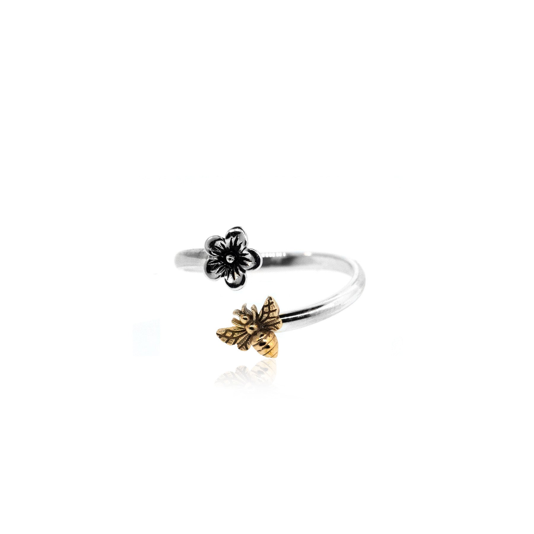 Bee and Flower Adjustable Ring