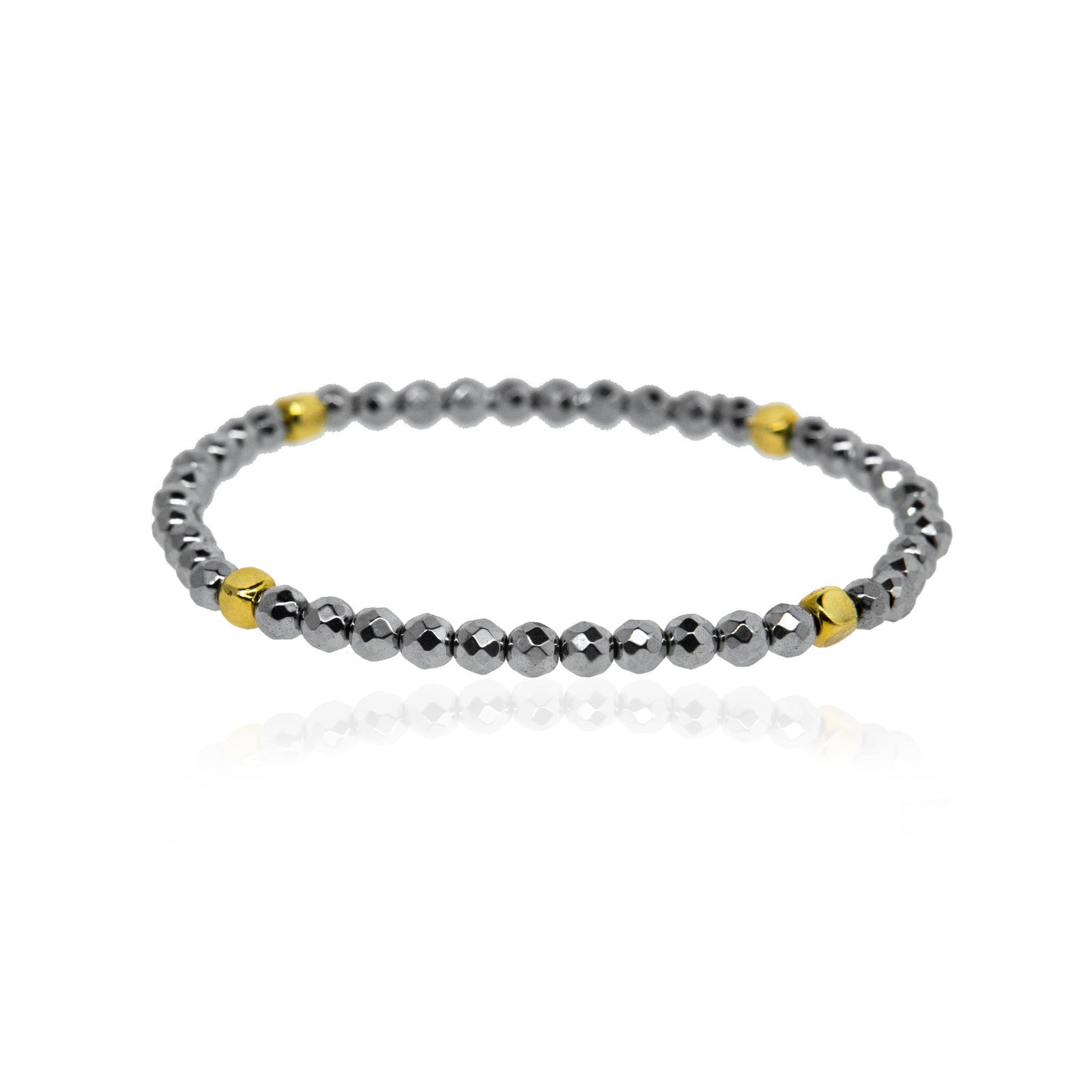 Silver Hematite and Gold Bracelet