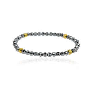 Silver Hematite and Gold Bracelet