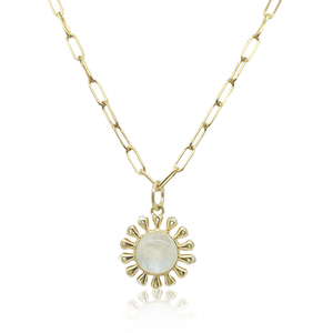 Moonstone Flower Paperclip Necklace