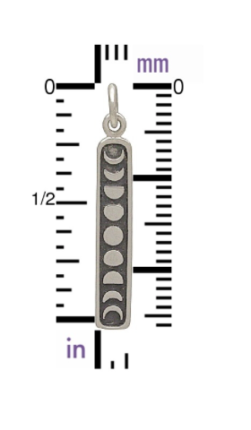 Charms- Vertical Moon Phases Sterling Silver